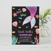 Invitation 6ème Dark Pink sur le dessus mermaid Anniversaire (Debout devant)