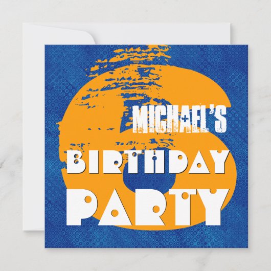 Invitation 6ème Fête d'anniversaire conception grunge de 6 (Devant)