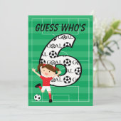 Invitation 6ème Fille rouge et blanche de fête d'anniversaire (Debout devant)