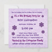 Invitation 6ème Nom pourpre de coutume de fleurs et d'étoiles (Dos)