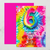 Invitation 6th Tie Dye Birthday (Devant / Derrière)