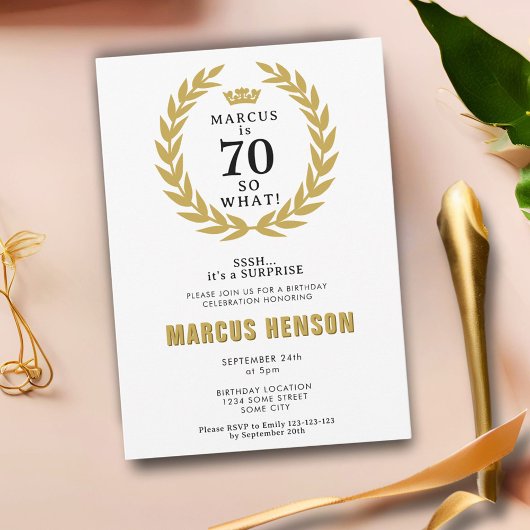 Invitation 70 alors Quelle drôle Laurel Wreath 70e anniversai