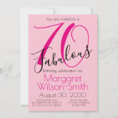 Invitation 70 and Fabulous Blush Pink Black 70th Birthday (Devant)