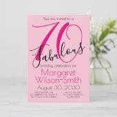 Invitation 70 and Fabulous Blush Pink Black 70th Birthday (Debout devant)
