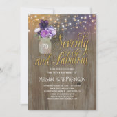 Invitation 70 Anniversaire Rustique - Fleurs violettes Mason (Devant)