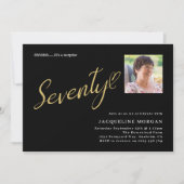 Invitation 70 ans Black Gold 70th Birthday Photo (Devant)