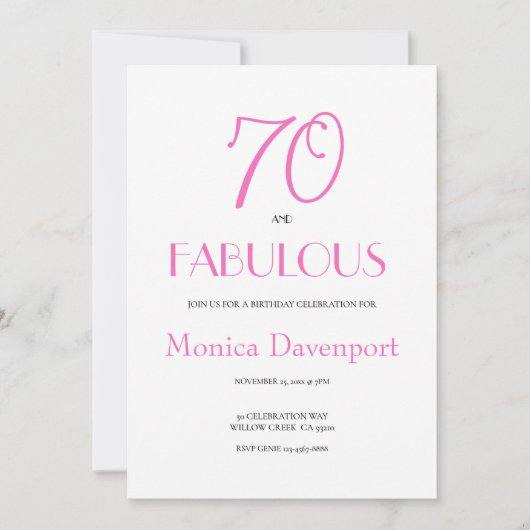 Invitation 70 ans et Fabuleux 70e anniversaire (Devant)