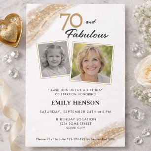 Invitation 70 ans et Fabuleux Or 2 Photo Anniversaire