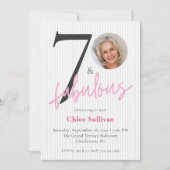 Invitation 70 ans et Fabuleux Rose Script Photo Anniversaire (Devant)
