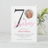 Invitation 70 ans et Fabuleux Rose Script Photo Anniversaire (Debout devant)