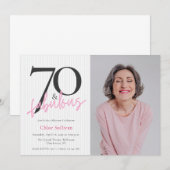 Invitation 70 ans & Fabuleux Photo Rose Script Fête d'anniver (Devant / Derrière)