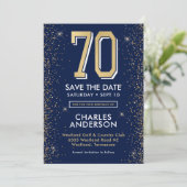 Invitation 70 ans Navy Bleu Moderne (Debout devant)