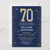 Invitation 70 ans Navy Bleu Moderne (Devant)