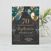 Invitation 70 ans Turquoise Vert Or (Debout devant)