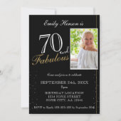 Invitation 70 et fabuleux Elegant Black Photo Anniversaire (Devant)