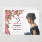 Invitation 70 et fabuleux floral | 70e anniversaire Invitatio (Devant)