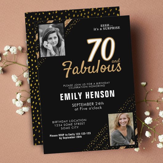 Invitation 70 et Fabulous Gold Parties scintillant 2 Photo 70