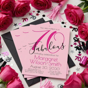 Invitation 70 et Merveilleux Rose Foncé 70e Anniversaire