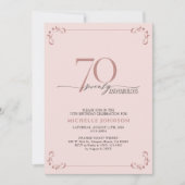 Invitation 70 & Fabuleux Blush Pink & Black Anniversaire (Devant)