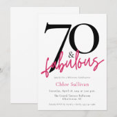 Invitation 70 & Fabuleux Fête d'anniversaire chic au script r (Devant / Derrière)
