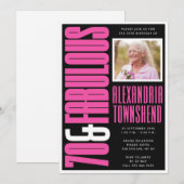 Invitation 70 & Fabuleux Rose Clair Noir 70e Anniversaire (Devant / Derrière)