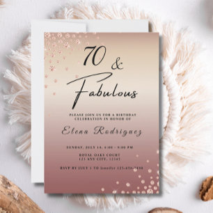 Invitation 70 Fabuleux Rose Parties scintillant or Diamond An