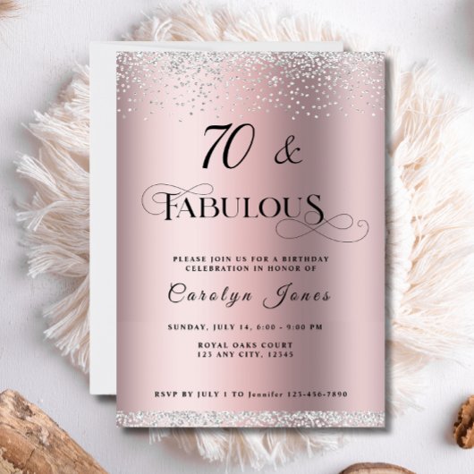 Invitation 70 Fabuleux Rose Parties scintillant or Diamond An