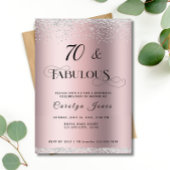 Invitation 70 Fabuleux Rose Parties scintillant or Diamond An