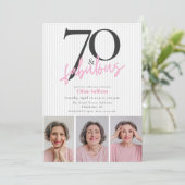 Invitation 70 & Fabuleux Rose Script 3 Photo Fête d'anniversa (Debout devant)