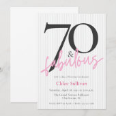 Invitation 70 & Fabuleux Rose Script Fête d'anniversaire 70 a (Devant / Derrière)