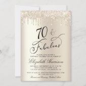 Invitation 70 Fabulous Gold Parties scintillant 70e fête d'an (Devant)