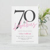 Invitation 70 & Fabulous Pink Script 70th Birthday Party (Debout devant)