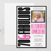 Invitation 70 & Fabulous Typographie Gras et Chic 70e Anniver (Devant / Derrière)