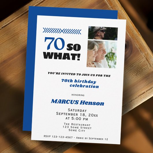 Invitation 70 So what Funny Milestone 70th Birthday