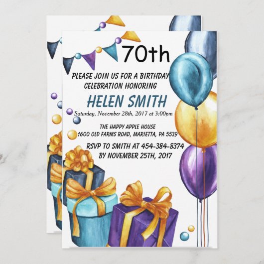 Invitation 70e anniversaire (Devant / Derrière)