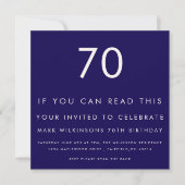 Invitation 70e anniversaire "70" motif moderne Nav (Devant)
