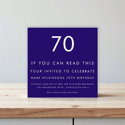 Invitation 70e anniversaire "70" motif moderne Nav