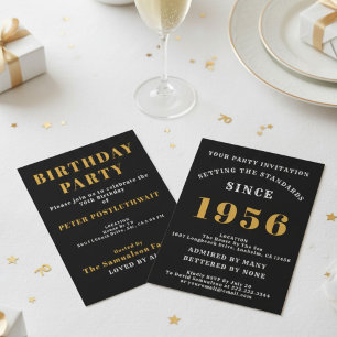 Invitation 70e Anniversaire Ajouter Nom Année Noir Or Pour Lu