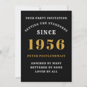 Invitation 70e Anniversaire Ajouter Nom Année Noir Or Pour Lu (Devant)