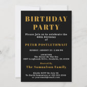 Invitation 70e Anniversaire Ajouter Nom Année Noir Or Pour Lu (Dos)