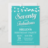 Invitation 70e Anniversaire Aqua Turquoise Fabuleu (Devant)