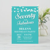 Invitation 70e Anniversaire Aqua Turquoise Fabuleu (Debout devant)