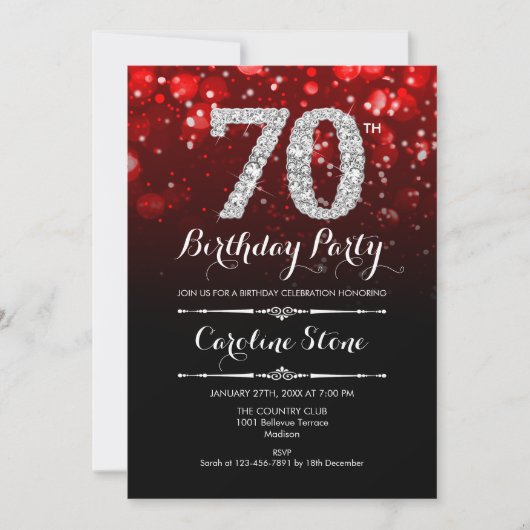 Invitation 70e anniversaire - Argent noir rouge (Devant)