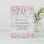 Invitation 70e anniversaire argent rose parties scintillant g (Debout devant)