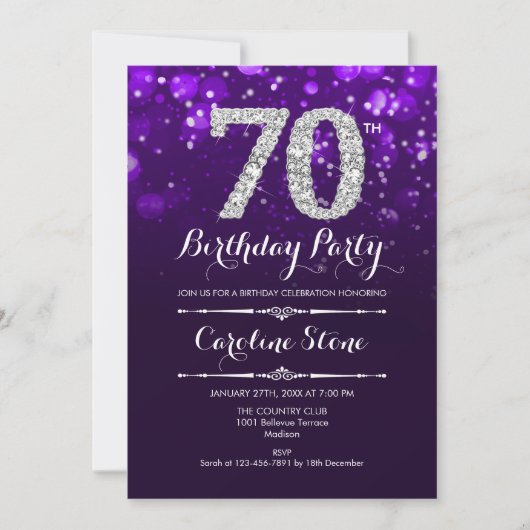 Invitation 70e anniversaire - Argent violet (Devant)