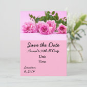 Invitation 70e anniversaire avec des roses roses sur arrière  (Debout devant)