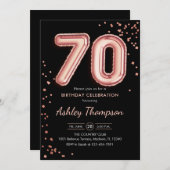 Invitation 70e anniversaire - Ballons d'or Rose noir (Devant / Derrière)