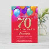 Invitation 70e anniversaire Ballons rouges et dorés (Debout devant)