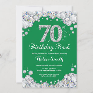Invitation 70e anniversaire Bash Green et Silver Diamond