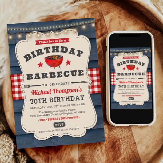 Invitation 70e anniversaire BBQ Summer Barbecue Party